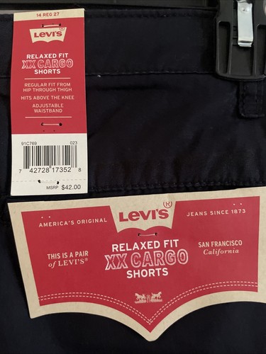 Levi's Boys Shorts 14 REG Relaxed Fit XX Cargo W 27 Black XX Cargo - Picture 2 of 7