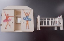 Dolls house vintage bedroom 1930/1940 wardrobe & cot ( to be Restored)