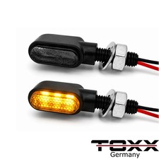 Produktbild - TOXX Mini Motorrad LED SMD Blinker schwarz e-geprüft vorn hinten universal 12V