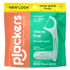 Plackers Micro Line Dental Floss Picks, 300 Count, Tuffloss & FlipPick, Mint
