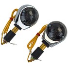 Motorrad Ochsenaugenblinker Lenkerendenblinker Chrom Getönt mit E-Prüfzeichen