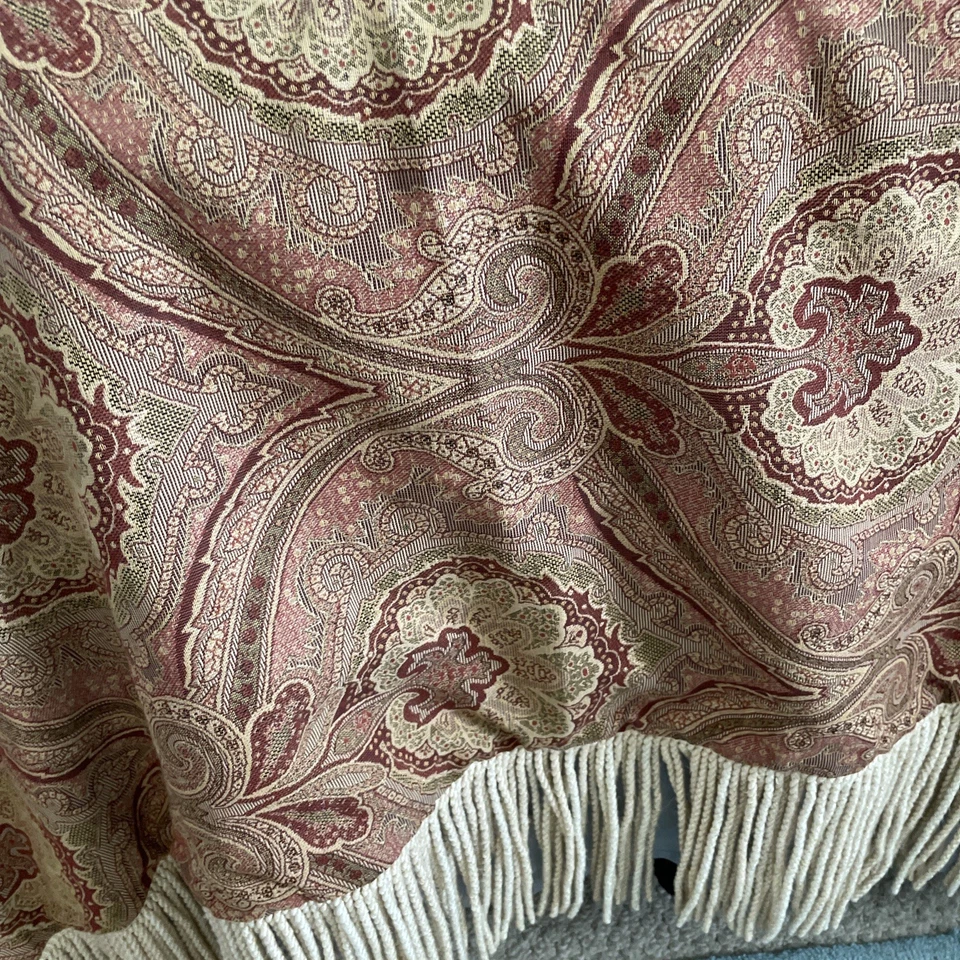 Custom Tapestry Canopy Bed Double Sided Fabric With Bullion Fringe Queen - Image 3 of 4