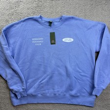 Wild Fable Sweatshirt Womens Medium Blue Weekend Football Club Fleece NWT
