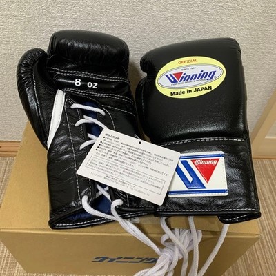 Winning Boxing Gloves Professional Lace up 8oz Black Gold From