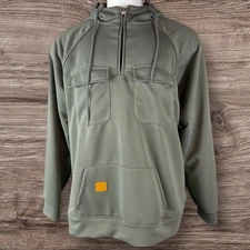 Men's Tactical Hoodies Green Pockets 1/4 Zip Military Sweatshirt 2XL (897)