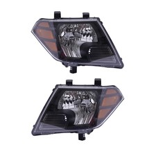 1 pair Headlight Assembly, Front Halogen Headlamp Black Housing Clear Lens Repla