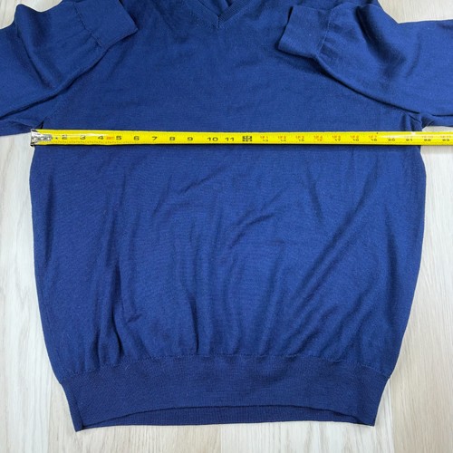 Pull homme Mott & Bow bleu col V laine mérinos stretch manches longues taille XL - Photo 8/9