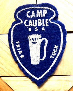 Camp Cauble Friar Tuck emblem silkscreened on felt on canvas