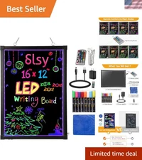 Versatile Neon Message Sign 16"x12" - 8 Fluorescent Markers & 26 Flashing Modes