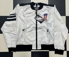 Harley-Davidson Women&rsquo;s Jacket XL White Zip Up USA Flag Patch 2004 NWT