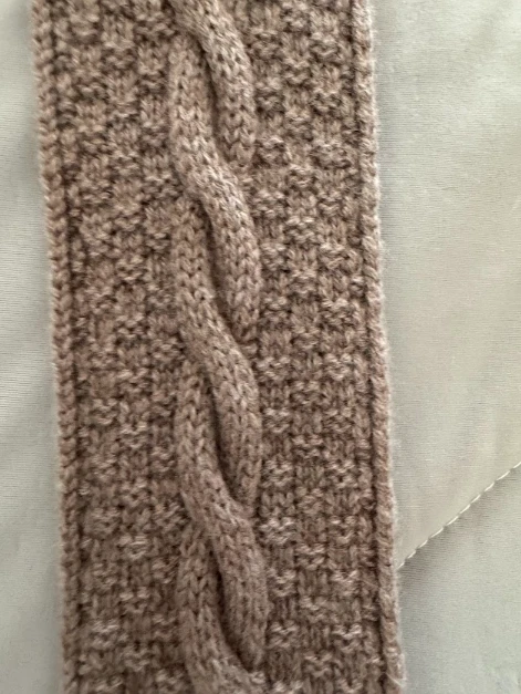 Rose & Born Cashmere Cable Knit Tie - Beige - Image 2 of 4