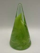 Kosta Boda Anna Earner Atolón Verde Arte Vidrio Cono Árbol de Navidad Verde 5 3/4”