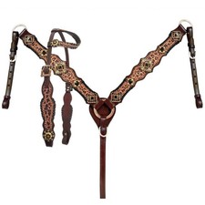 Cheetah Print Inlay One Ear Headstall & Breas...