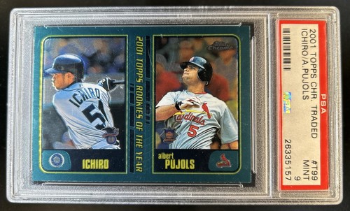 2001 Topps Traded & Rookies Ichiro Suzuki Albert Pujols R Chrome #T99 PSA 9
