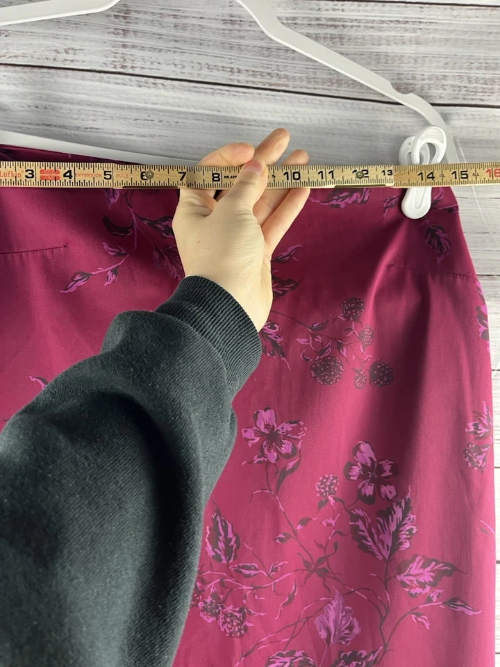 Express Floral Midi Skirt Women’s 5/6 Purple Stretch Career Foto 4 de 4