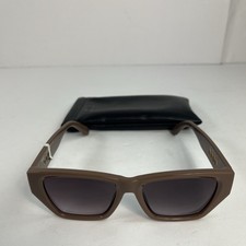 NEW QUAY Australia No Apologies Angled Square Sunglasses Brown w/ Case