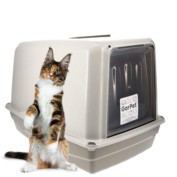 XXL Katzentoilette Mit Deckel Groß Katzenklo Katzen WC Hauben Klo Jumbo Filter-image