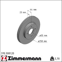 2X Zimmermann 370.3081.20 Bremsscheibe FüR Mazda 2 De Dh