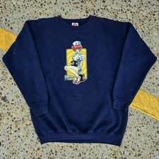 Vtg 90s Hook-Ups Skateboarding Nurse Graphic Sweatshirt Large Navy Blue 1990s