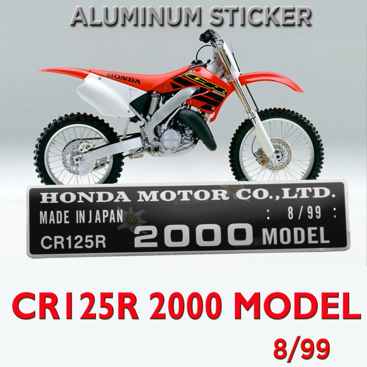 HONDA CR125R 2000 8/99 Frame Tag Sticker Honda size 92 x 21 mm