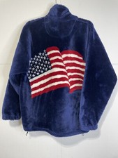 Bear Ridge Outfitters Jacket Men's Medium Blue Fleece Made in USA American Flag