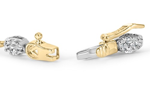 10K White and Yellow Gold 1.00 Cttw Diamond Oval Link Bracelet (I-J, SI2-I1) - Picture 2 of 7
