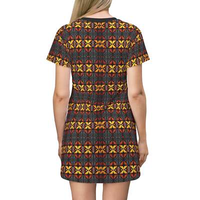 african print t shirt dress Lenia African Print Shirt Dress (Orange)