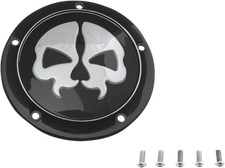 Cubierta Derby Calavera Dividida Negra Drag Specialties para Harley Big Twins 1999-2018