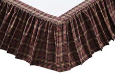Burgundy  Brown Plaid Country Bed Skirt Gathered Dust Ruffle Abilene Star