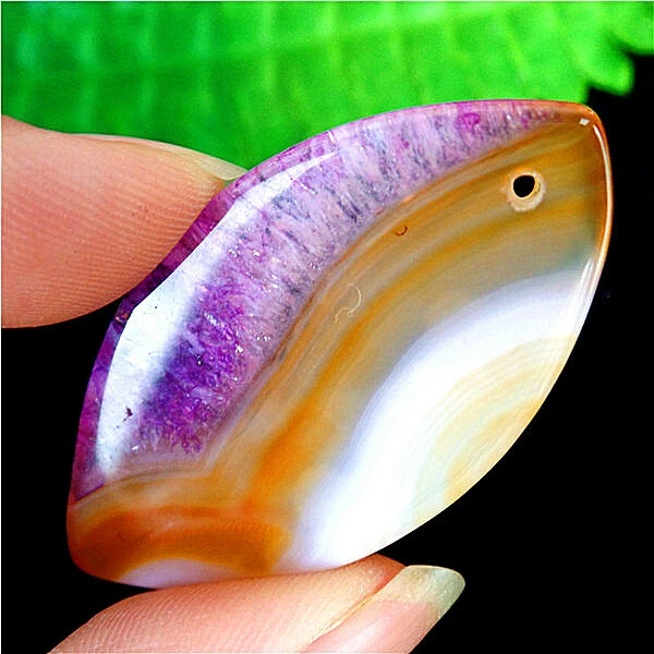 Cuentas Colgante 48x26x6mm Rayas Marrón y Púrpura Geoda Druzy Ágata Marquesa EA80003 Foto 2 de 2