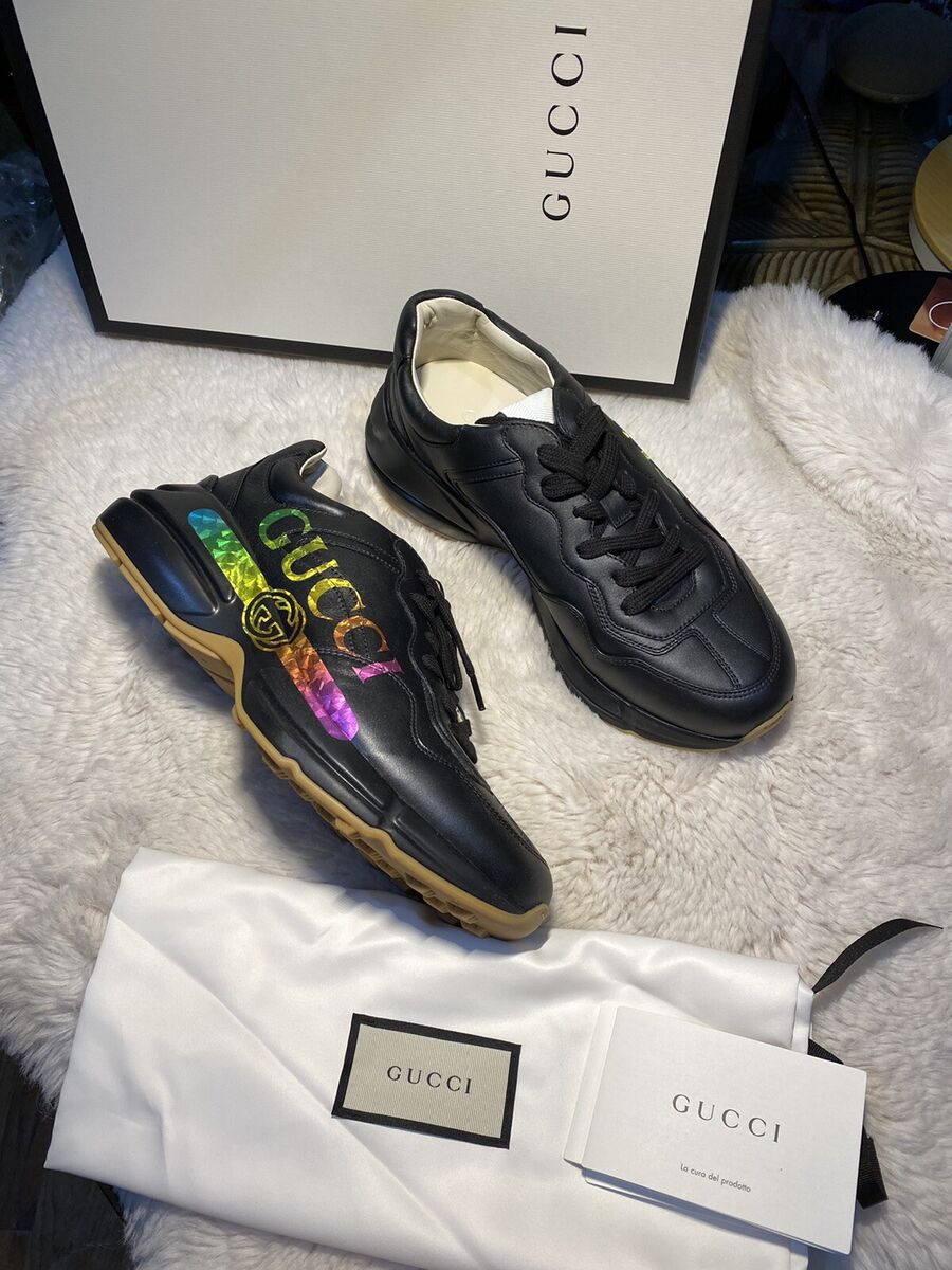 Shop Gucci Rhyton Mixed Media Sneakers