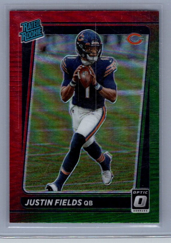 2021 Donruss #P-253 Justin Fields Optic Rated Rookie Preview Red and Green