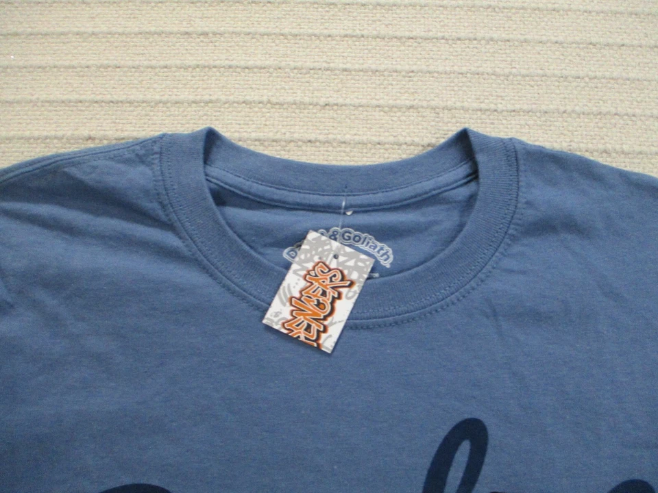 Camisa Barbuda Para Su Placer Para Hombre Azul Medio David Goliat Manga Corta Nueva Foto 3 de 4