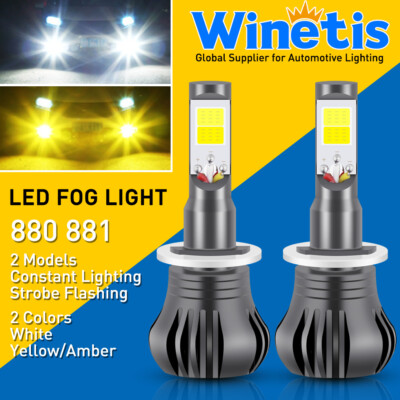 880 892 893 899 LED Fog Light Driving DRL Bulbs WINETIS Flash Blink White yellow