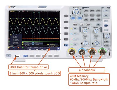  OWON XDS3064E 60MHz 4CH 8bits 40M Touchscreen Oscilloscope I2C,SPI,RS232 decode