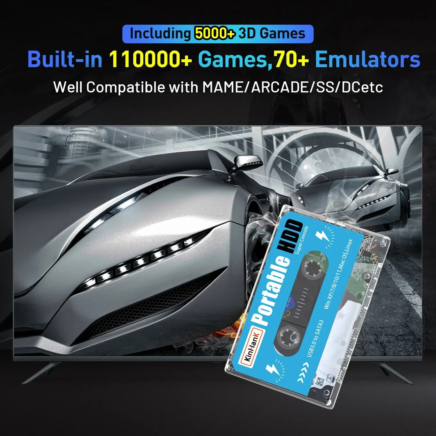 Super Console 500G Disque Dur de Jeu pour Vos Soirées Rétro entre Amis sur PC