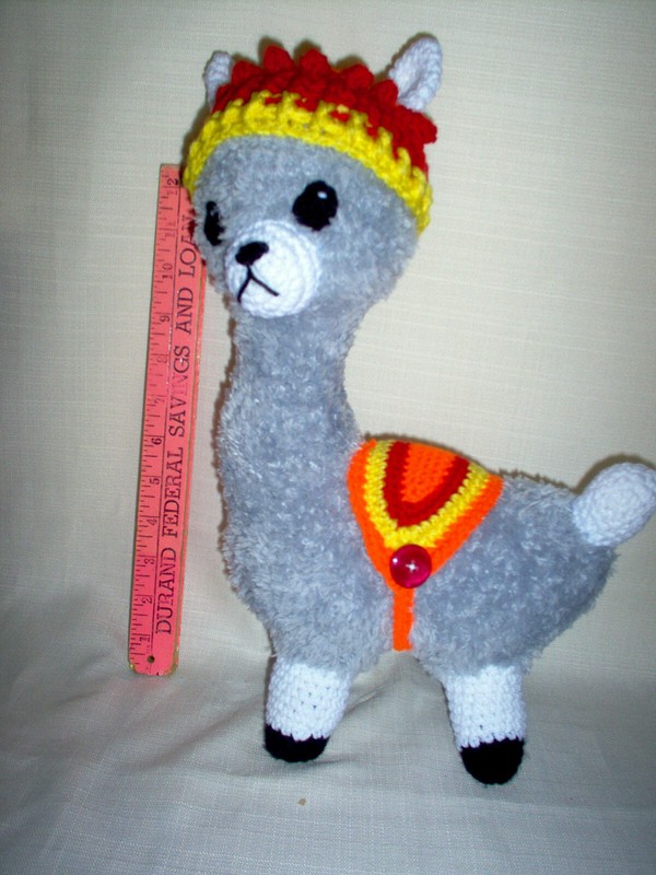 Llama, soft and cuddly, gray, 13" tall      a