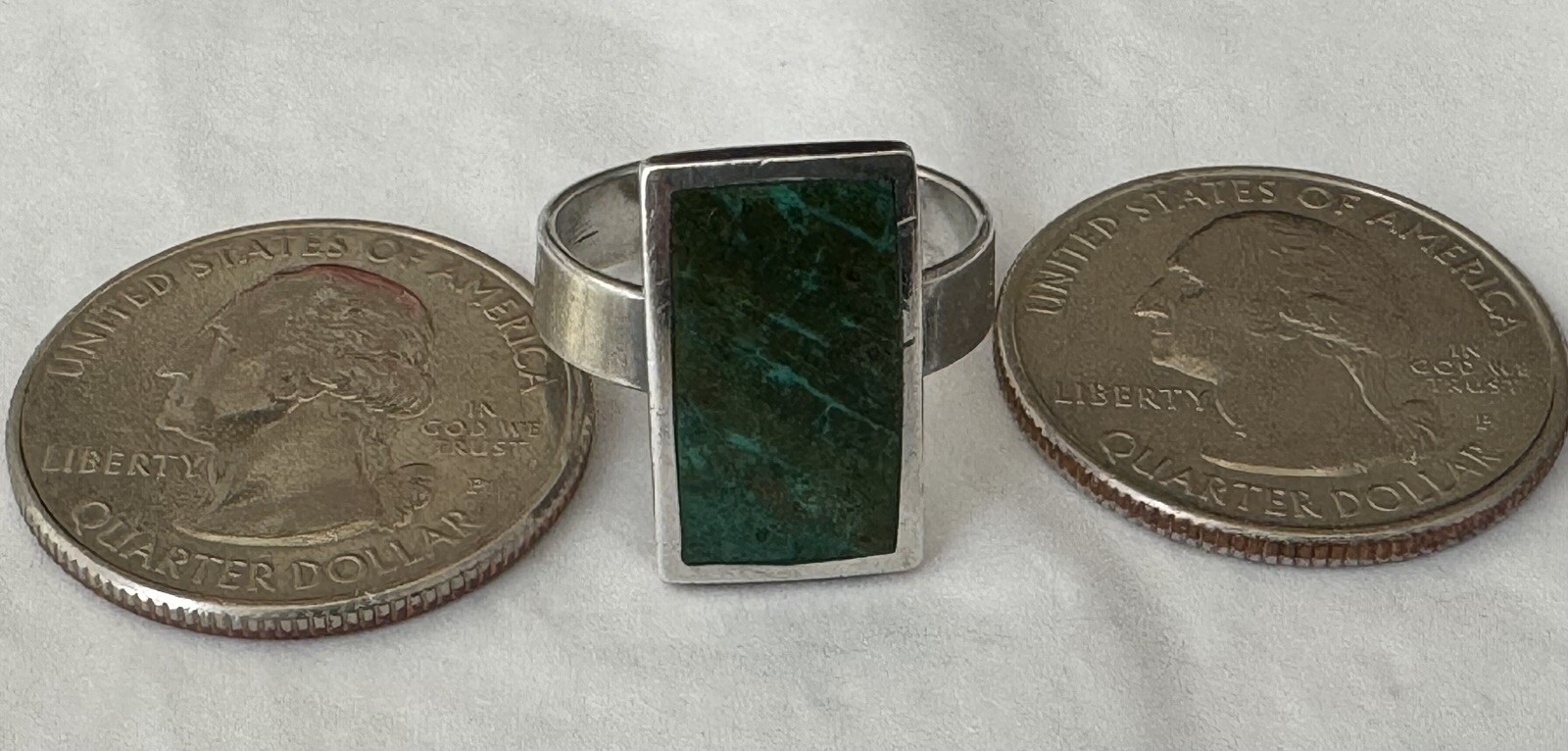 Large Rectangular Green Gem Face 925 Estate Sale … - image 7