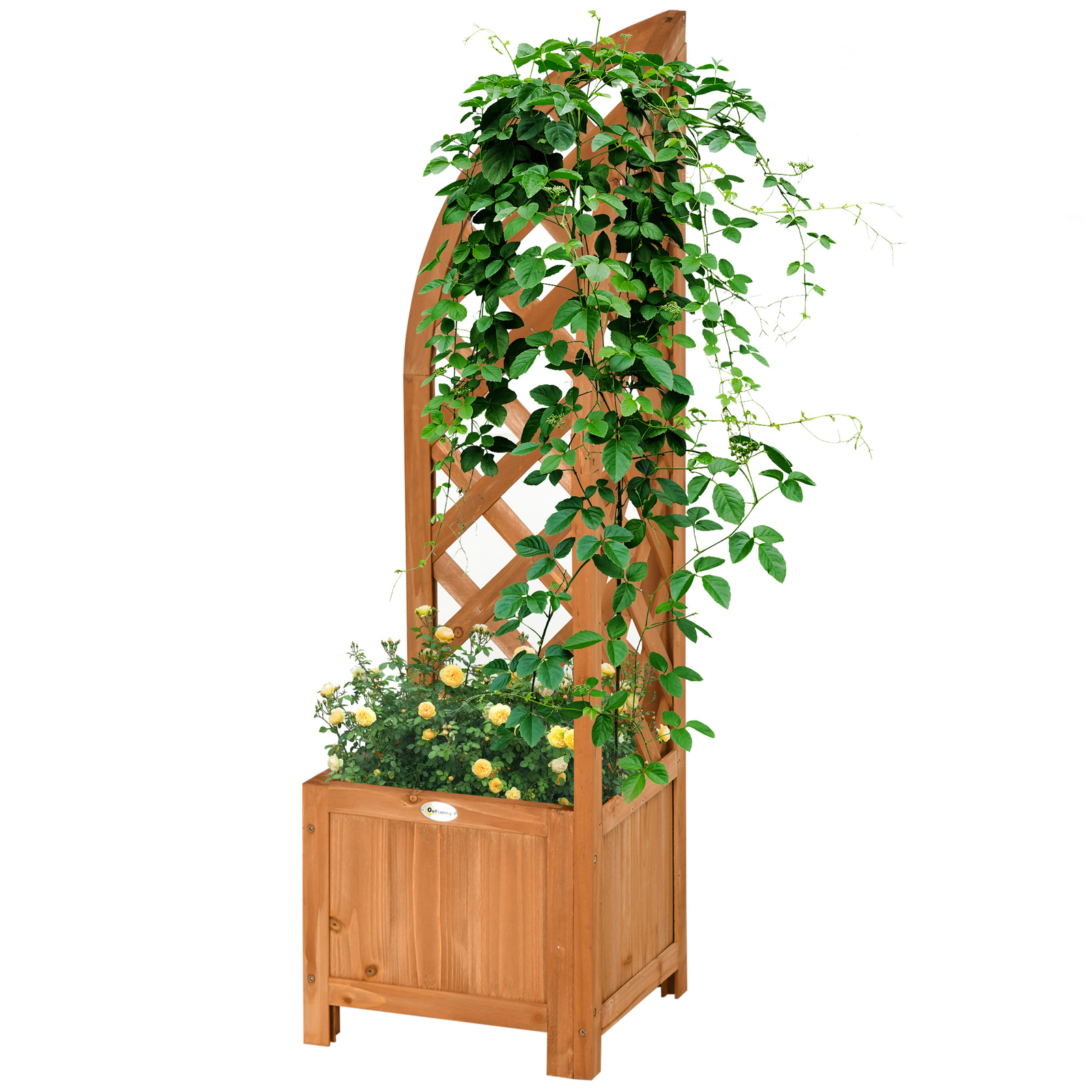 Outsunny Wand-Hochbeet Mit Rankgitter 90x45x170cm - Pflanzkasten Aus Massivholz