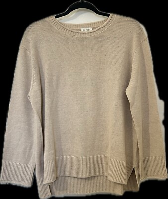 Ella Moss Ladies Marled Striped Crewneck Sweater. Color Tan, Size Large.
