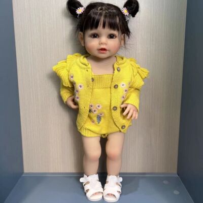 22in Reborn Baby Puppe Full Body Vinyl Lifelike Girl Toddler Neugeborene Gift