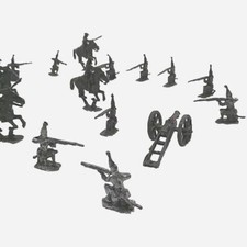 Lead Military Soldiers Swords Muskets Moving Cannons Horses Lot Of 21 Antique