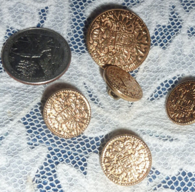 5 Vtg UNUSED Double Eagle Buttons Archid Aust Dux Burg Co 1780 (1) 7/8'' (4) 5/8''
