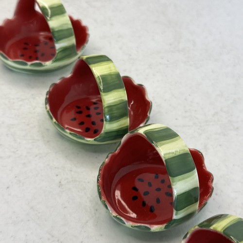 Set of 5 Vintage PIA Bone China Watermelon Napkin Ring Holder 1986 FREE SHIPPING - Picture 6 of 11