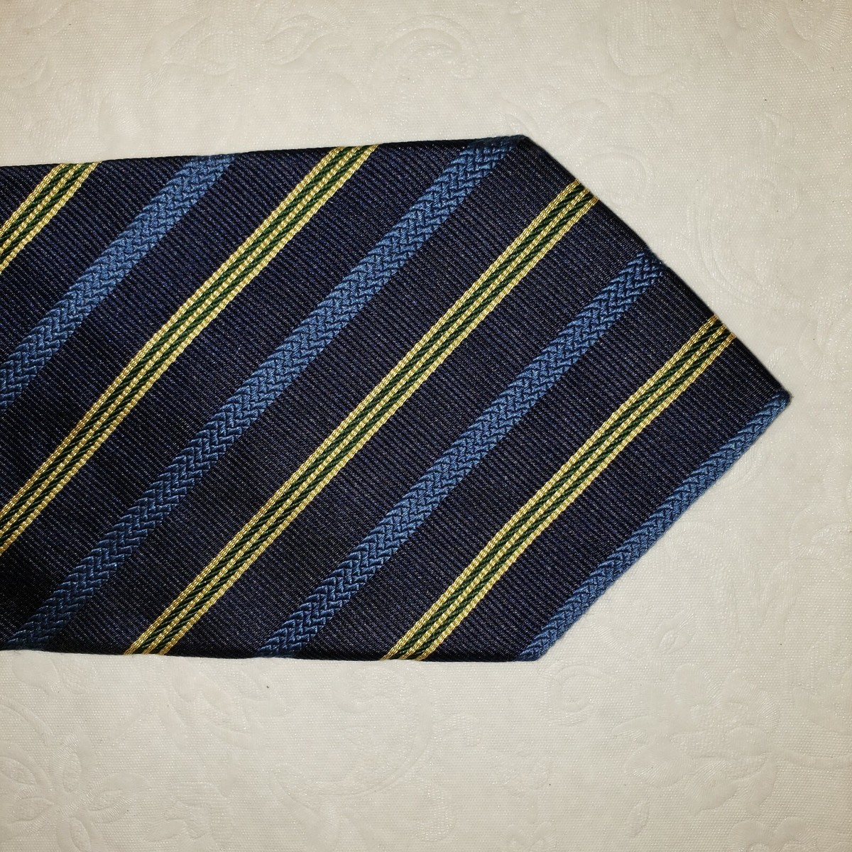 BROOKS BROTHER'S Makers All Silk Stripe Blue Tie Made In USA