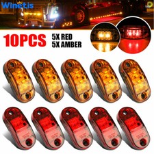 5X Amber 5X Red LED Car Truck Trailer RV Oval 2.5" Side Clearance Marker Light
