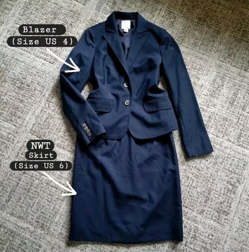 Neu ohne Etikett J. Crew Nadelstreifen Marineblau maßgeschneidert Wolle Business Büro Mantel Blazer Größe 4 - Bild 9 von 9