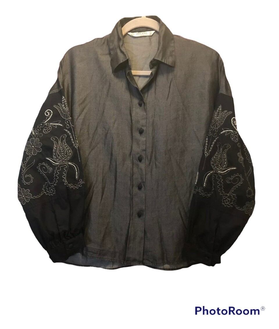 ZARA Blouse Basic Collection Shirt Button Down Bl… - image 7