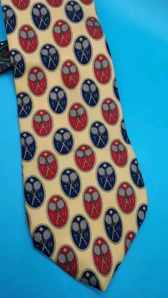 TOMMY HILFIGER TIES • Golf & Tennis Themes Designer 100% Silk Italy/USA Classic - Image 4 of 4