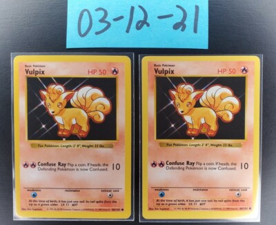 VULPIX HP ERROR POKEMON Card Lot of 2 Shadowless 1999 Mint Very